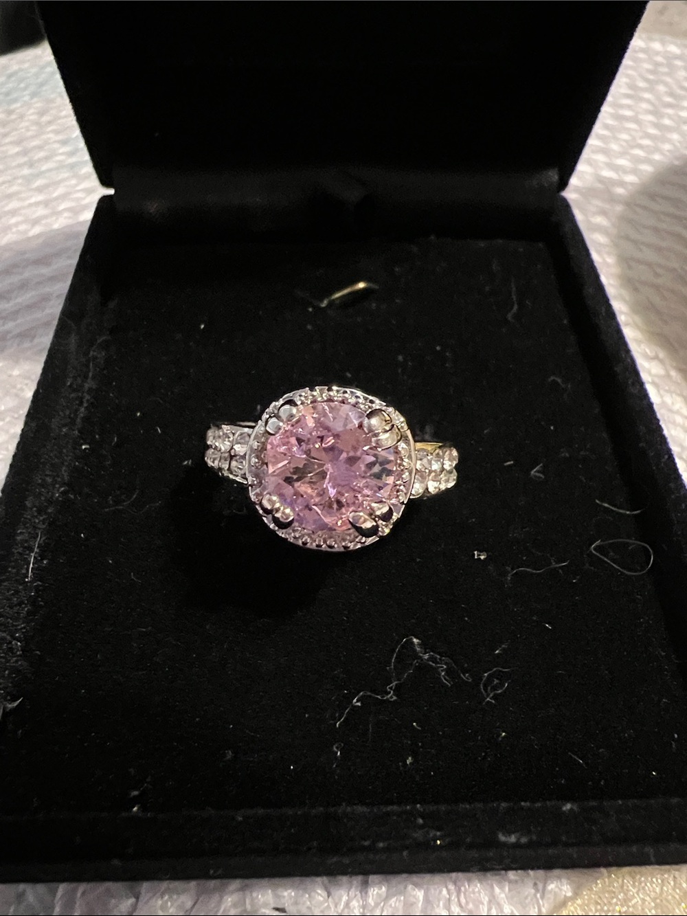 Elegant Pink CZ Halo Ring - Women's Fashion Jewelry